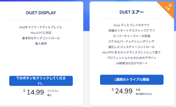 Duet Displayの料金
